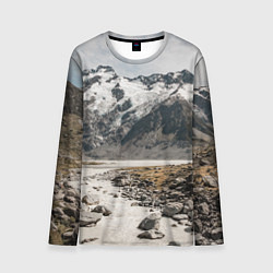 Лонгслив мужской Горы и река с камнями, цвет: 3D-принт