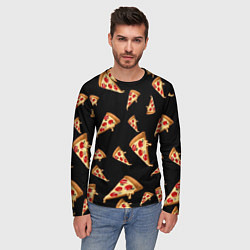 Лонгслив мужской Куски пиццы на черном фоне, цвет: 3D-принт — фото 2