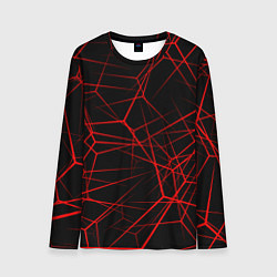 Лонгслив мужской Красные линии на черном фоне, цвет: 3D-принт
