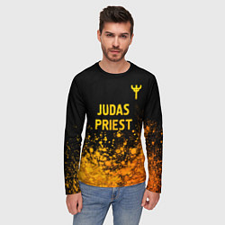 Лонгслив мужской Judas Priest - gold gradient: символ сверху, цвет: 3D-принт — фото 2