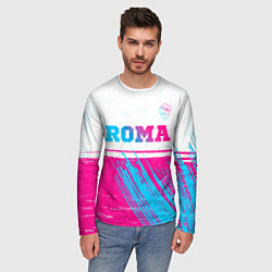 Лонгслив мужской Roma neon gradient style: символ сверху, цвет: 3D-принт — фото 2
