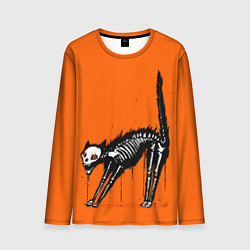 Лонгслив мужской Котик скелетик - Хеллоуин, цвет: 3D-принт