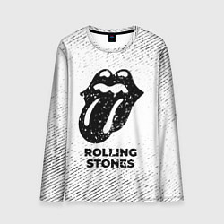 Мужской лонгслив Rolling Stones с потертостями на светлом фоне