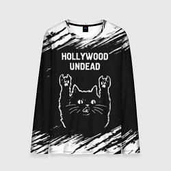 Лонгслив мужской Группа Hollywood Undead и рок кот, цвет: 3D-принт