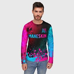 Лонгслив мужской Maneskin - neon gradient: символ сверху, цвет: 3D-принт — фото 2
