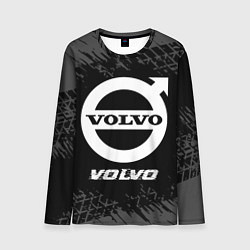 Лонгслив мужской Volvo speed на темном фоне со следами шин, цвет: 3D-принт
