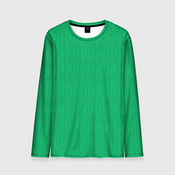 Лонгслив мужской Зеленый вязаный свитер, цвет: 3D-принт