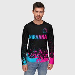 Лонгслив мужской Nirvana - neon gradient: символ сверху, цвет: 3D-принт — фото 2