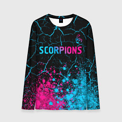 Лонгслив мужской Scorpions - neon gradient: символ сверху, цвет: 3D-принт