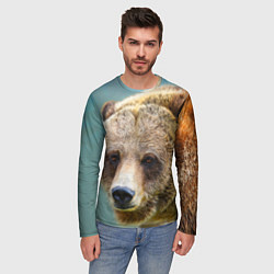 Лонгслив мужской Русский бурый медведь, цвет: 3D-принт — фото 2