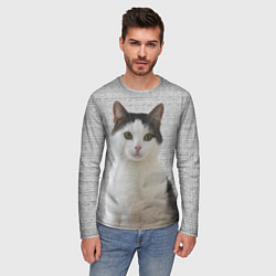 Лонгслив мужской Задумчивый котик, цвет: 3D-принт — фото 2