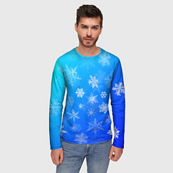 Лонгслив мужской Снежинки в небе, цвет: 3D-принт — фото 2