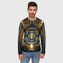 Лонгслив мужской Ханука праздник огней, цвет: 3D-принт — фото 2