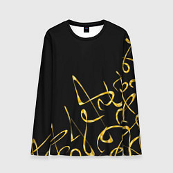 Лонгслив мужской Золотая каллиграфия на черном фоне, цвет: 3D-принт