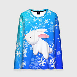 Лонгслив мужской Милый кролик в снежинках, цвет: 3D-принт