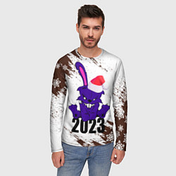 Лонгслив мужской Потрепанный новогодний кролик, цвет: 3D-принт — фото 2