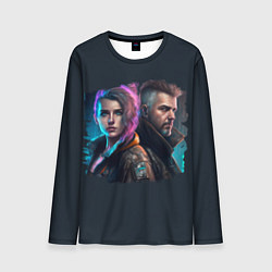 Лонгслив мужской Киберпанк: напарники-детективы, цвет: 3D-принт