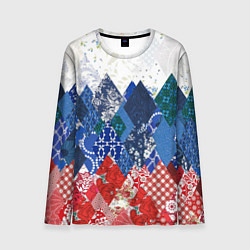Лонгслив мужской Флаг России в стиле пэчворк, цвет: 3D-принт