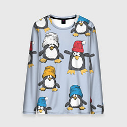 Лонгслив мужской Смешные пингвины, цвет: 3D-принт