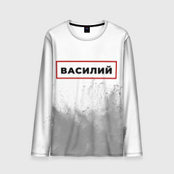 Лонгслив мужской Василий - в красной рамке на светлом, цвет: 3D-принт