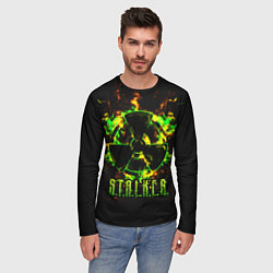 Лонгслив мужской S T A L K E R yellow-green fire, цвет: 3D-принт — фото 2