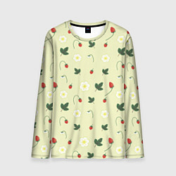 Лонгслив мужской Узор из веточек и листиков земляники, цвет: 3D-принт