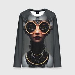 Мужской лонгслив Девушка в очках в стиле киберпанк