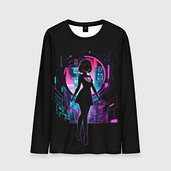 Мужской лонгслив Silhouette of a cute anime girl