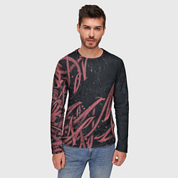 Лонгслив мужской Бордовое граффити, цвет: 3D-принт — фото 2