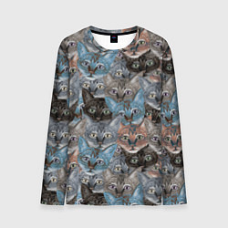 Лонгслив мужской Паттерн с котиками, цвет: 3D-принт