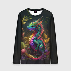 Лонгслив мужской Разноцветный дракончик в лесу, цвет: 3D-принт
