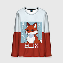 Мужской лонгслив Пиксельная лиса с надписью fox