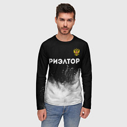 Лонгслив мужской Риэлтор из России и герб РФ: символ сверху, цвет: 3D-принт — фото 2