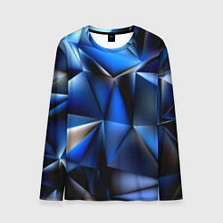 Лонгслив мужской Polygon blue abstract, цвет: 3D-принт