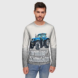 Лонгслив мужской Синий трактор, цвет: 3D-принт — фото 2