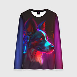 Лонгслив мужской Кибер-собака неон, цвет: 3D-принт
