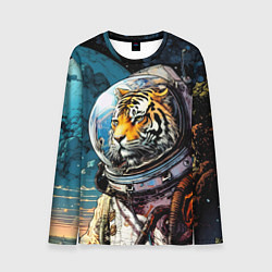 Лонгслив мужской Тигр космонавт на далекой планете, цвет: 3D-принт