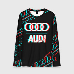 Лонгслив мужской Значок Audi в стиле glitch на темном фоне, цвет: 3D-принт
