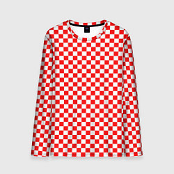 Лонгслив мужской Красные и белые квадраты, цвет: 3D-принт