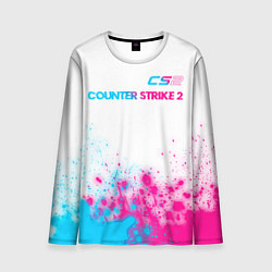 Мужской лонгслив Counter Strike 2 neon gradient style: символ сверх