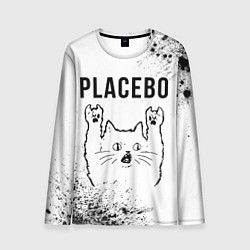 Мужской лонгслив Placebo рок кот на светлом фоне