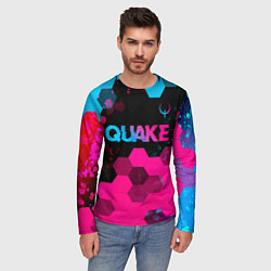 Лонгслив мужской Quake - neon gradient: символ сверху, цвет: 3D-принт — фото 2