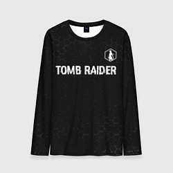 Мужской лонгслив Tomb Raider glitch на темном фоне: символ сверху