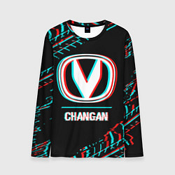 Лонгслив мужской Значок Changan в стиле glitch на темном фоне, цвет: 3D-принт