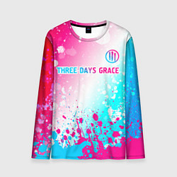 Мужской лонгслив Three Days Grace neon gradient style: символ сверх