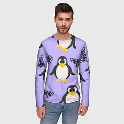 Лонгслив мужской Пингвин и веточка, цвет: 3D-принт — фото 2
