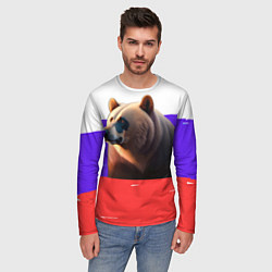 Лонгслив мужской Медведь на флаге России, цвет: 3D-принт — фото 2