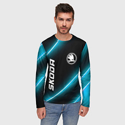 Лонгслив мужской Skoda неоновые лампы, цвет: 3D-принт — фото 2