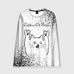 Лонгслив мужской Children of Bodom рок кот на светлом фоне, цвет: 3D-принт
