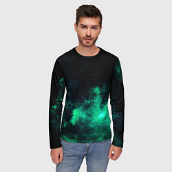 Лонгслив мужской Зелёная галактика Midjourney, цвет: 3D-принт — фото 2
